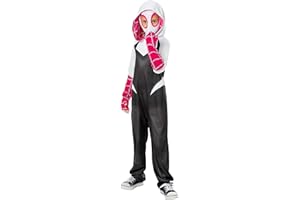 Rubies Costume Spider Gwen Spiderverse Classic da bambina, con cappuccio e maschera, ufficiale Marvel per Halloween, Carnevale, Natale e compleanno