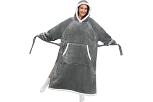 TOMEEK Sudadera con Capucha para Mujer Grande Manta con Capucha Súper Suave y Cálida Sudadera con Capucha de Franela Forro Polar para Hombre Adultos Adolescentes Talla Única