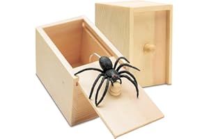 SeaAZqurtles Wooden Spider Prank Box,Spider in a Box Prank,Prank Prop Prank Kit, Funny Prank Toys Scary Spider Prank Box/Realistic Rubber Spider, Halloween Party Decoration April Fools Day Props