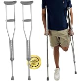 OrtoPrime Adult Crutches - Pack of 2 Adjustable Units &ndash; Lightweight and Padded Aluminium Crutch for Walking &ndash; Adult Crutch fo