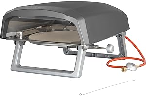 BBQ-Toro Gas Pizzaofen mit Drehfunktion | Mobiler Pizza Ofen mit Pizzastein | 8,5 kW | Gasofen, Gasgrill Camping | Ofen 360° Drehbar (Pizzaofen mit rundem Pizzastein)