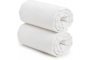 Ti burk – 2-pack spännlakan för barnsäng, 100 % bomull i vitt, ställbar med gummiband, 60 x 120 cm