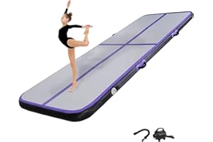 KIKILIVE Tapis de Tumbling, 10/20 CM d'épaisseur Tapis d'entrainement, 2/3/4/5/6M Tapis de Gymnastique,Tapis d'exercice avec Pompe à air, Piste de Gym Gonflable, Matelas d'Air