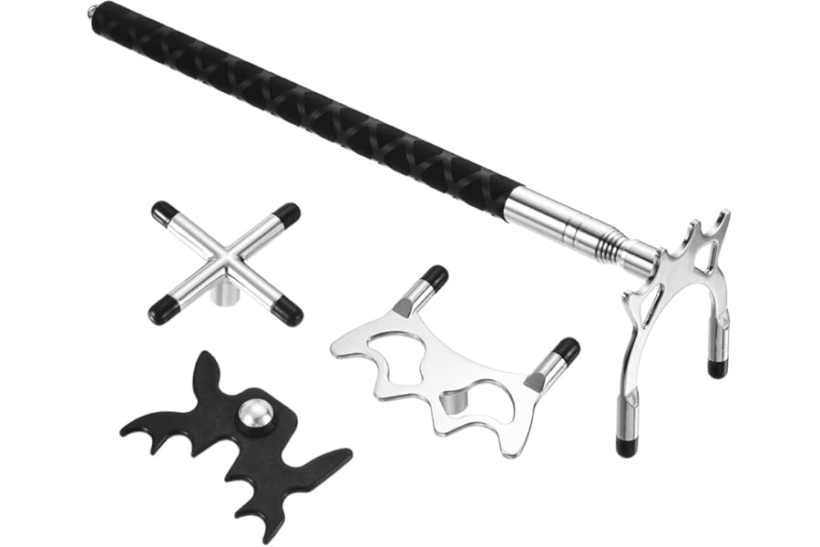 PATIKIL Retractable Billiards Cue Stick Bridge, Pool Cue Accessory with Removable Metal Low/High/Cross Bridge Head for Table Competition