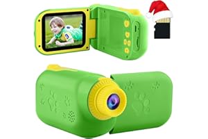 GKTZ Kids Video Camera Digital Camera Camcorder Birthday for Boys and Girls Age 3 4 5 6 7 8 9, Children Video Recorder Toy for Toddler with 32GB SD Card - Green
