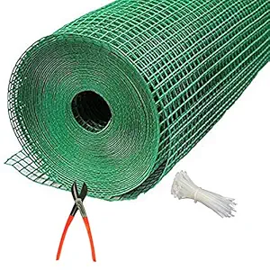 RED WIND PVC coted Iron 12MM HDPE Tree Fencing Net/Bird Net 1 Year Guarantee (5feet Height/30feet Length) UV Stabilized Heavy 800GSM Green Color with Free 1 Cutter,100 PVC Tags Model NO:41