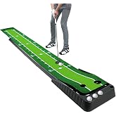 Asgens Golf Putting Trainer, Tapete de Golf de C&eacute;sped de Dos Colores con Pista de Retorno de Bola Gruesa y Funci&oacute;n Autom&aacute;tica