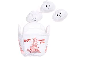 Barkbox Interaktywne pluszowe puzzle 2 w 1, piszczące zabawki dla zwierząt domowych i szczeniaków, dla małych, średnich i dużych psów (słynne pierogi Andi, mały pierogi)