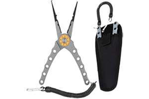 Lixada Pince de pêche Ensemble, Multifonctionnelle, Coupe-Ligne, Acier Inoxydable, Outil de nouage Mouche, Rétracteur, Outils de pêche, avec Sac