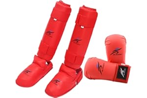 kowaku Equipo de de Karate, Guantes de Boxeo, espinilleras con Calzado, Guantes de Boxeo
