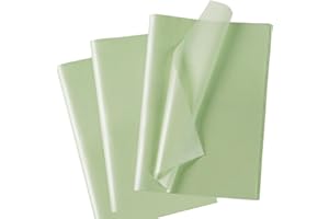 MAMUNU Lot de 60 feuilles de papier de soie vert clair métallisé pour sacs cadeaux, pour anniversaire, mariage, fête prénatale, Noël, 50 x 35 cm