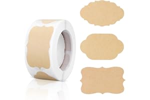 Molain Kraft Etykiety na Prezenty (250 szt.) - Naklejki Świąteczne na Butelki i Słoiki z Jedzeniem, Puste, 3 × 5 cm (A)