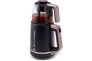 ‎KARACA Karaca Maxi Tea XL 2-in-1 Teezubereiter mit Glasteekanne & Wasserkocher, Roseberry, 1,25L Teekanne, 2,3L Wassertank, 1700W, 360° drehbarer Sockel, Glas-Teesieb, Automatische Warmhaltefunktion