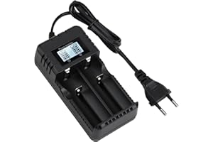 TOALUEA Cargador LCD 3.7V para 18650 26650 Li-Ion Battery, 2 Baterías Charger Pilas Recargables Inteligente Rápido, Cargador Batería Profesional para 18350 14500 16340 17500 17670 18500 21700