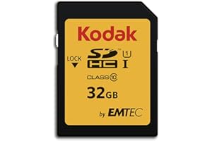 Kodak - Carte SD 32 Go UHS-I U1 V10 SDHC/XC - Carte Mémoire - Vitesse de Lecture 85MB/s Max - Vitesse d'Écriture 25MB/s Max - Stockage de Vidéos Full HD et de Photos Haute Définition - SD Card
