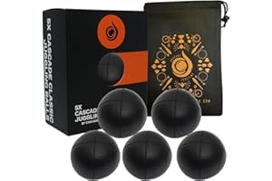 CASCADE JUGGLING 5 x Pro 115g Cascade Classic Juggling Balls - Thud Juggling Balls & Bag - Set of 5 Juggling Balls (Black)
