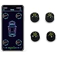 AIYATO Tire Pressure Monitoring System, Real-time Display Pressure and Temperature Tire Monitor Alarm System with 5 Alarm Modes, with 4 External Sensors TPMS Bluetooth 5.0 Support iOS and Android