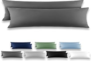 REDKEY Taie de Traversin 40x145 Gris foncé - Lot de 2 Taies d'Oreillers 40 x 145 Carré en Microfibre Brossée, Housse Oreiller Coussin Oreiller avec sa Fermeture à Rabat (sans Fermeture Éclair)