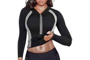 DownLTL Sauna Neopreno Chaqueta Top Suit Trajes Adelgazantes Compresion Sudoración Deporte Shapewear Gym Correr Fitness Mujer Sudaderas Manga Larga