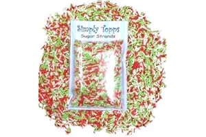 simply topps Red, White & Green Sugar Strands Cake Sprinkles 30g for Cake or Cupcake Decorations
