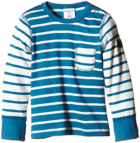 Polarn O. Pyret Baby-Boys Axelsson Striped Long Sleeve T-Shirt, Blue (Seaport), 6-9 Months