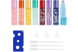 AKONE Roll on Glasflaschen für Ätherisches Öl, Ätherische Öle Roll on Flasche Leer 10ml, mit Edelstahl Roller Bällen, Rollon Flaschen für Ätherische Öle Parfums Kosmetika Aroma öl