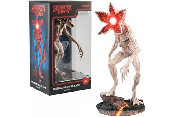 Lampara Stranger Things Demogorgon figura - Lampara Escritorio Gaming o Mesita de noche Con Luz LED roja (USB o Bateria) Decoracion habitacion : Regalo Friki │ Stranger Things Merchandising (34x19 cm)