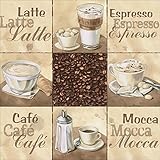 Künstler: Jule I Motiv: Kaffee Collage II Espresso Mocca Latte Macchiato Tasse Glas Milch