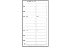 HANDY FORMS Personal Size Shopping List, Sized and Punched for Filofax Personal Notebook (3.7" x 6.75")