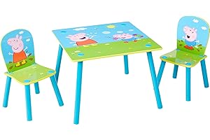 WORLD'S APART Peppa Pig Set Tavolo e 2 sedie per Bambini, Constructed Dimensions (approximate) Table 43.5cm (H) x 63cm (W) x 63cm (D) Constructed Dimensions (approximate) Chairs 52.5cm (H) x 29.5cm (W) x 29cm (D)