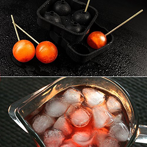 Eiskugelform Ice Ball Mould Sphere, Silikon Ice runden Maker 4 runde Eiskugeln mit 4,5 cm Durchmesser, perfekt für japanischen Whiskey, Cocktail und jedes Getränk - 8