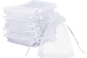 Naler 50 x Organza påsar vita organzapåsar smyckespåsar presentpåsar – 10 x 15 cm