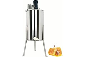 Garbenat Elektrische Honigschleuder 140W Edelstahl Honigextractor 4 Rahmen Honig Extractor mit Acryl Deckel Elektro Tangentialschleuder für Honigindustrie, Geschäften