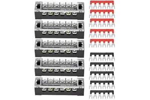 KEENSO Tira terminal de tornillo con fila doble 6 posiciones 600V 15A +12 tira de barrera de terminal pre-aislada