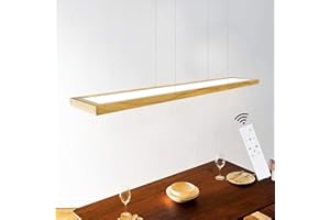 Lámpara Colgante LED, ZMH Luz de Techo Iluminación Pendiente Araña 35W Acrílico y madera Luz y Altura Adjustable (3500-6500k) con Control Remoto de para Comedor/Salón/Cafetería/Restaurante