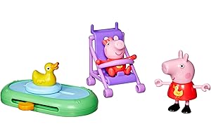 Peppa Pig Evie’s Park Playset, 4-Piece Preschool Toy with Peppa & Baby Evie Figures (7.5 cm), Stroller & Spinning Duck Pond Accessory, Imaginative Sister Stories for Kids 3+, Christmas Toys for Kids