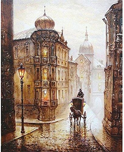 Painting By Numbers, VMAE Diy Oil Painting Paint By Number Kits, Drawing On Canvas By Hand Coloring Arts Crafts For Home Living Room Office Christmas Decoration Gifts Without Frame - Street