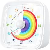 Yunbaoit Gece Işıklı Beyaz Renkli Timer G&ouml;kkuşağı Tasarımlı 60 Dakikalık Mekanik Mutfak ve &Ccedil;ocuk Zamanlayıcı
