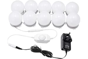 AIBOO Large Vanity Mirror Lights Kits for Make-up Table Set, Dressing Table Dimmable & Plug in, Linkable and Flexible Strip, Mirror Not Included (10 Bulbs Warm White)