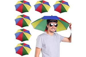 Eilisa 6 Pack Umbrella Hat Set, Fishing Umbrella for All Ages, Hands Free Umbrella, Hat Umbrella Stay Shaded in Style