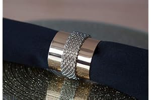 Decor Trader METAL NAPKIN RINGS WITH CHAIN BAND XMAS DINNER EVENTS WEDDING PACK OF 6 (Gold)