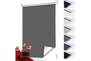 ‎SMARTDEMO smartdemo Verdunklungsrollo ohne Bohren & mit Bohren, Klemmrollo Fensterrollo Dunkelgrau 120x170cm(BxH), Thermorollo Sichtschutz und Sonnenchutz, Klemmrollo rollos für Fenster & Tür