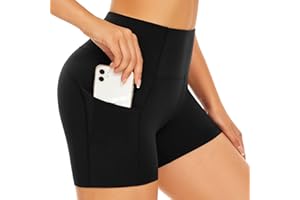 SIMIYA Cycling Shorts Women with Pockets High Waist Tummy Control Soft Comfort Tights Running Shorts for Womens Sports Gym Yoga Workout