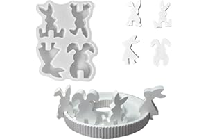 ‎HCHZSH123 Silikonformen Gießformen, Silikonform Kerzenhalter Tablett, Kreative Kombinationen Silikon Gießform Kerzenhalter, Gipsformen zum Gießen（Hase）