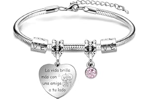 Angelra Amigas Pulseras Pulsera para Mujer Regalo de AmistadLas Amigas son Las Hermanas Que Elijas Colgante de Plata con Grabado para Navidad