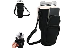 BAIEYE Neoprenowa torba butelka, akcesoria do kubków Stanley, plecak na butelka, 40oz/1200ml regulowany uchwyt na ramię, z dwoma zapinanymi na zamek przegrodami, do wędrówek i podróży