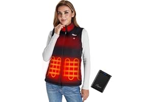 Telguua Uppvärmd Väst värmeväst för kvinnor med powerbank 10000mAh Vests | Heated Gilet yttervästar med 4 värmezoner 3 justerbara temperaturer för utomhusridning vandringsaktiviteter