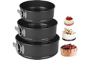 WTZWYFWJ Tortiera Rimovibile,Professionale Teglia Da Forno Rotonda Springform,Stampo Torta Con Clip,In Rivestimento Antiaderente,3 Pezzi Rimovibile Stampi per Dolci(20/22/24 Cm),Per La Cottura Di Torte E Dolci