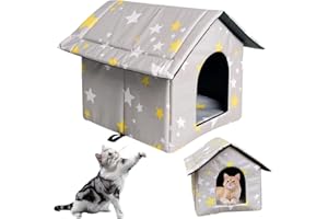 LUFEIS Casetta Per Gatti Per Esterni, Cuccia Per Gatto Da Esterno, CasettA Per Gatti Da Esterno Impermeabile, Casettas GattoEsterno Con Cuscino Rimovibile, per Animali Domestici e Randagi (Grey, L)