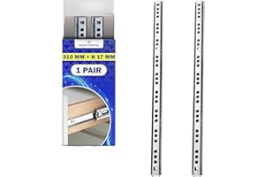 1 Par Guias Correderas para Cajones con Rodamiento de Bolas 310 mm x H 17 mm - Rieles para Cajones Telescópicas Tienen una Extensión Parcial de 208 mm - Garantía de 10 Años - MONTERAL